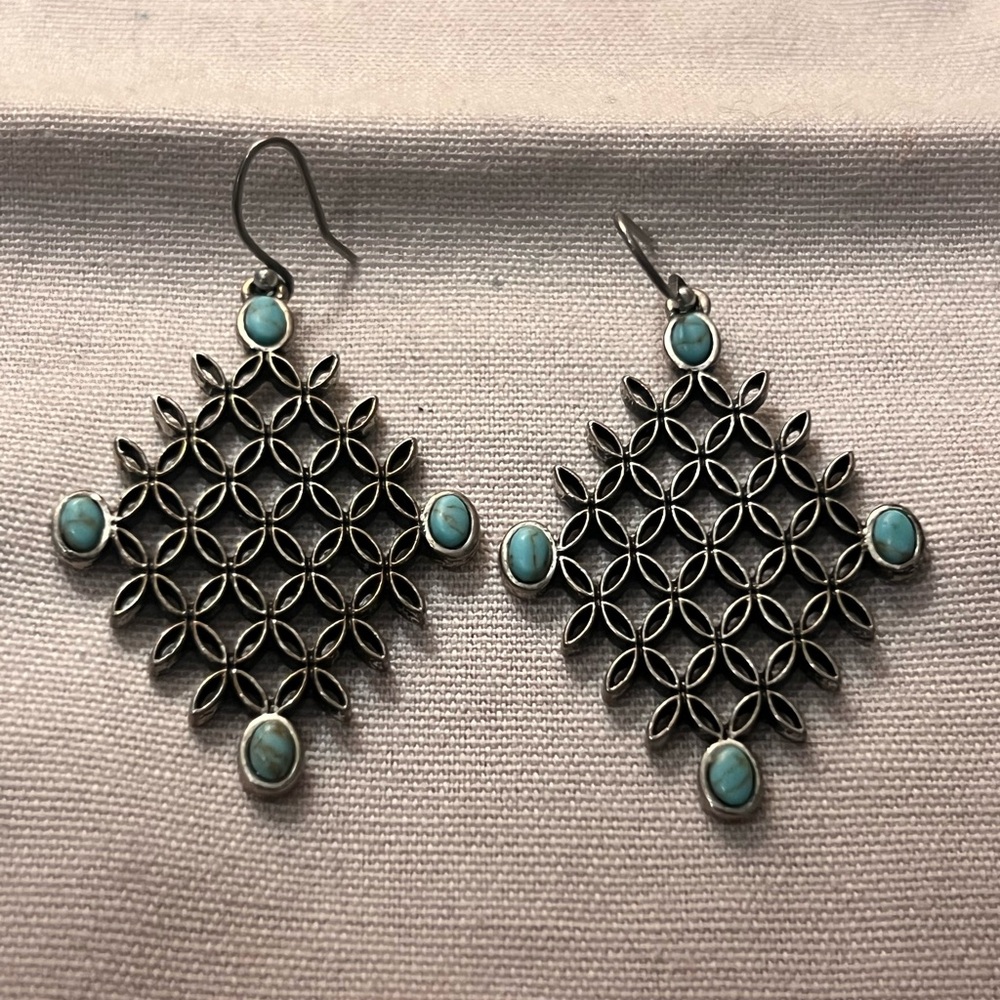 Vintage style Silver and Turquoise Earrings